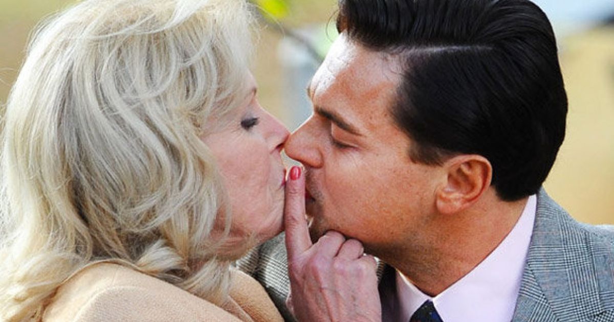 Leonardo Dicaprio And Joanna Lumley Lock Lips On Scorsese Set