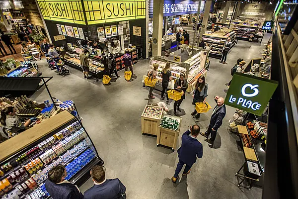 Dutch supermarket Jumbo in Schoorl in North Holland. Above the