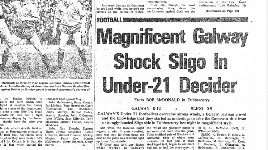 38 years on Galway and Sligo meet again in U21 final