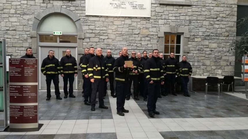 Galway firefighters demonstrate at County Hall over terms and conditions