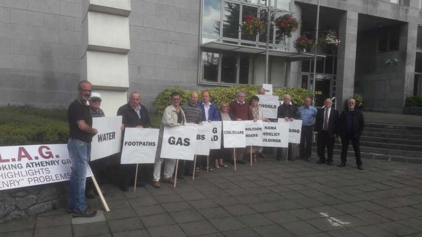 Athenry residents protest outside County Hall