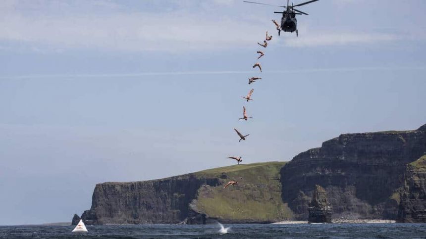 SKY’S THE LIMIT AS RED BULL CLIFF DIVERS BRAVE THE ICONIC CLIFFS OF MOHER