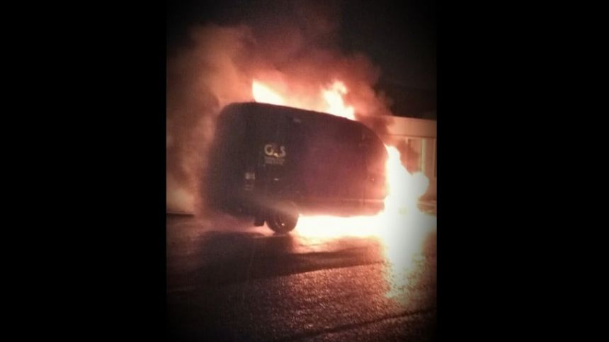 Emergency services respond after security van goes up in flames at Ballybrit