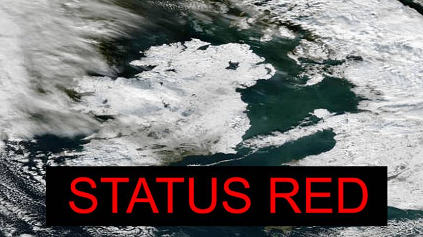 9am Update via Galway Bay FM News Twitter - Status Red Warning in Place