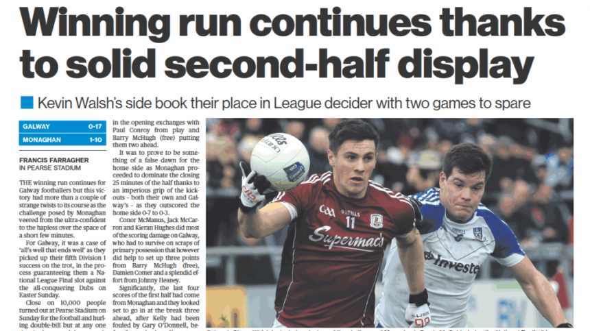 Galway v Monaghan - most recent meetings