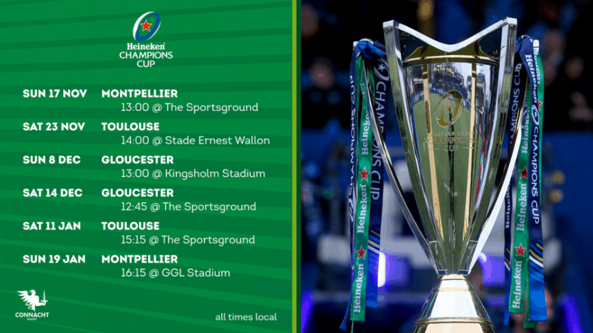 Connacht's 2019/20 Heineken Champions Cup Fixtures Confirmed