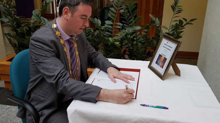 Book of condolence at City Hall for Gay Byrne