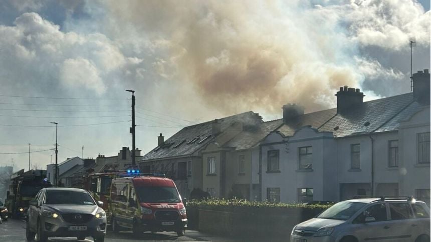 Gardaí attending a fire at Upper Newcastle road