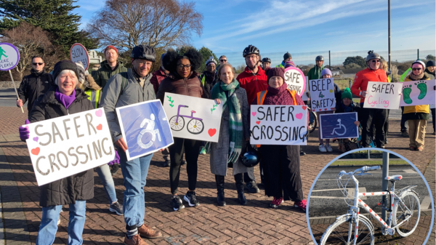 Protest is held at The Skerritt Roundabout over dangerous conditions for cyclists and pedestrians in the city