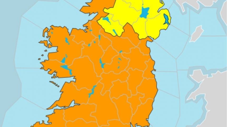 Status orange rain and thunderstorm warning for Galway & entire country