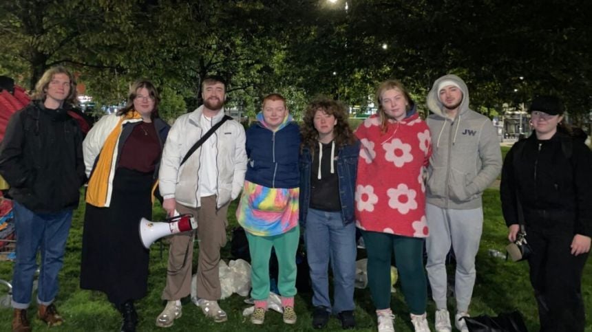 Students brave Storm Agnes to camp out in Eyre Square to highlight housing crisis