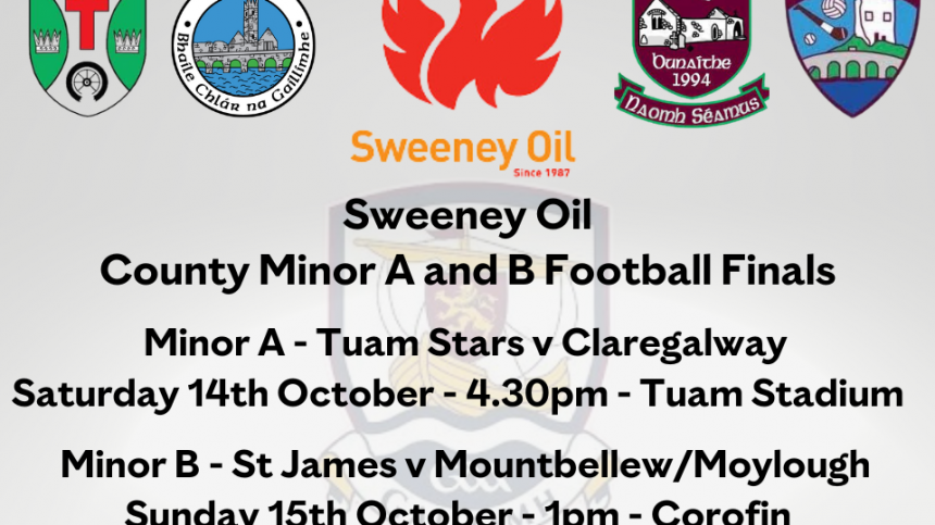 County Minor A and B Football Finals to take place this weekend.