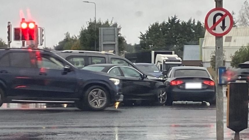 Emergency services at scene of multi-vehicle crash on Tuam Road