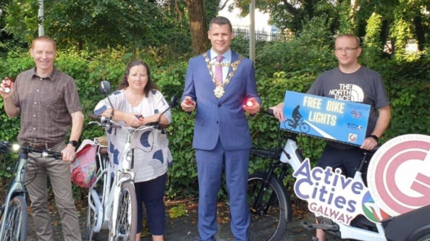 100 local cyclists turn out for Galway Cycling Campaign's free bike lights initiative