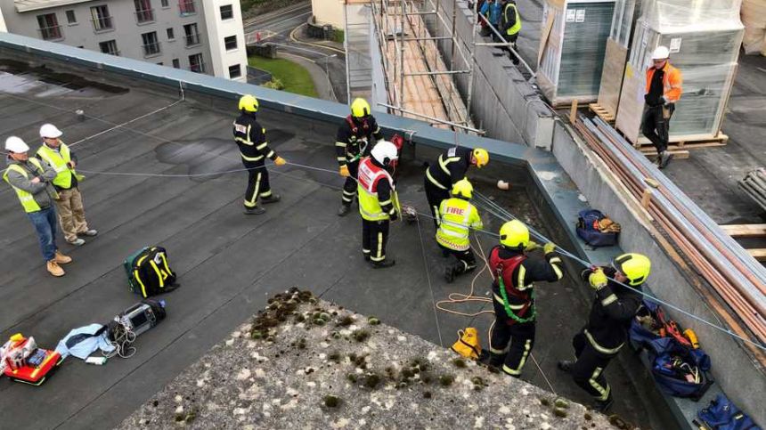 Dramatic rescue after man injured in workplace fall in city centre building