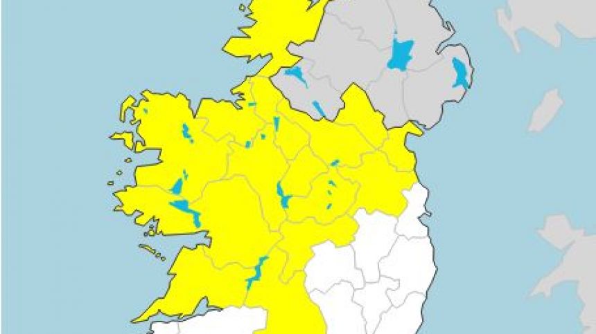 12-hour status yellow rainfall warning issued for Galway