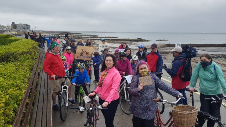 Galway Cyclists hold demonstration in support of temporary cycle lanes in Salthill