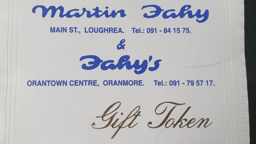 Loughrea menswear shop honours 18 year old gift voucher