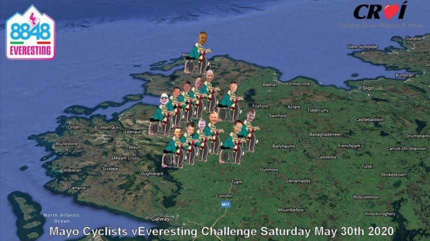 Hard Core Mayo Cyclists Putting Their Hearts Into Climbing Mount Everest “Virtually”.