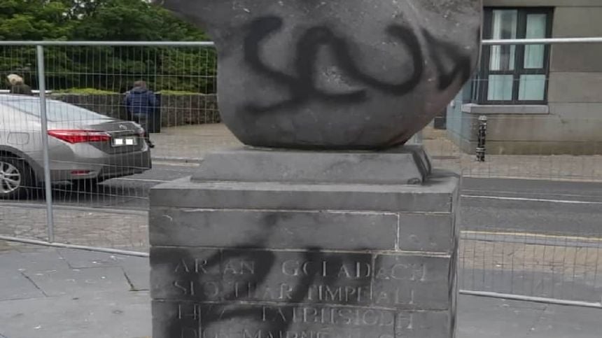 Christopher Columbus sculpture at Spanish Arch Vandalized