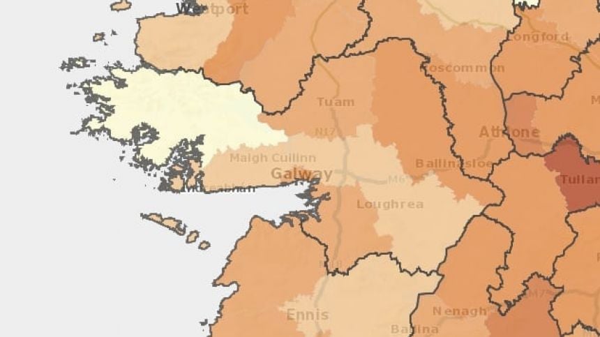 Galway City East only area in Galway with Covid incidence rate above national average