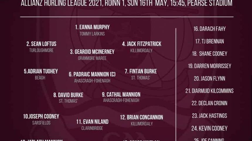 Galway name team to face Limerick in Allianz National League