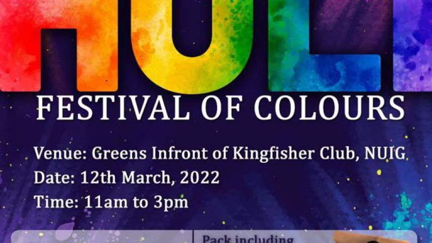 LISTEN - Indian Cultural and Sports Society in Galway hosts Holi festival of colours at NUI Galway this afternoon