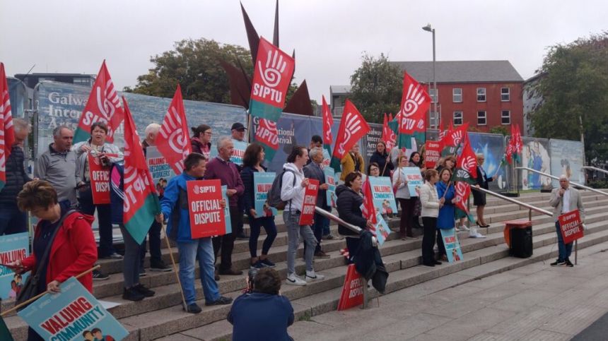 30 SIPTU community workers protest in Eyre Square over pay