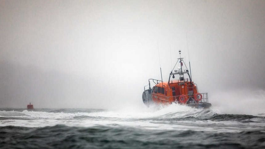 New all weather Lifeboat which is designed to deal with marine emergencies up to 50 miles out from the coast is launched in Clifden.