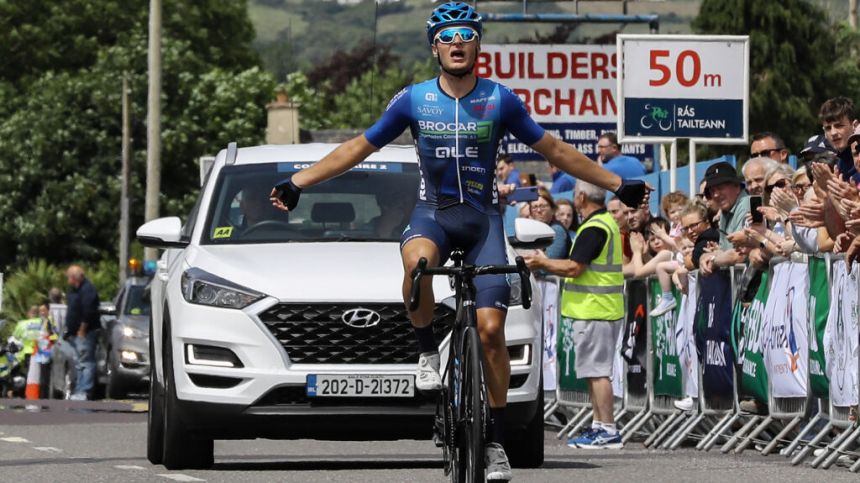 David Louis Sutton of the Spanish Brocar-Ale team wins solo and takes race lead on stage 2 of Rás Tailteann