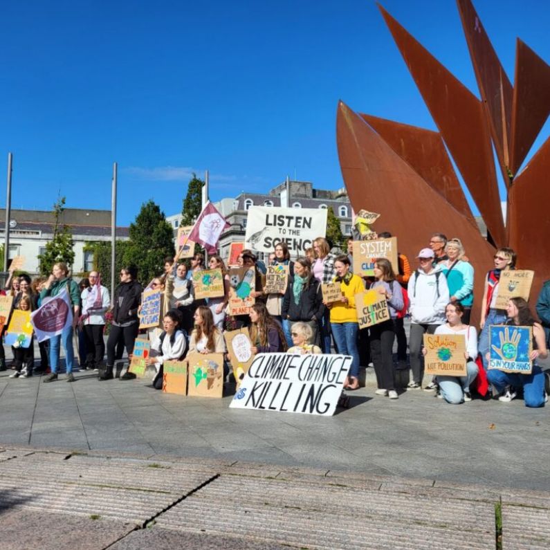 Crowds of young people turn out in Eyre Square to protest climate inaction