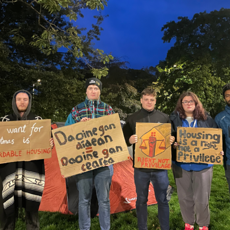 Students spent night in tents on Eyre Square protesting over accommodation