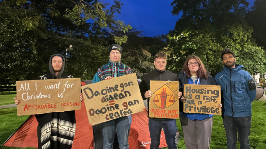 Students spent night in tents on Eyre Square protesting over accommodation