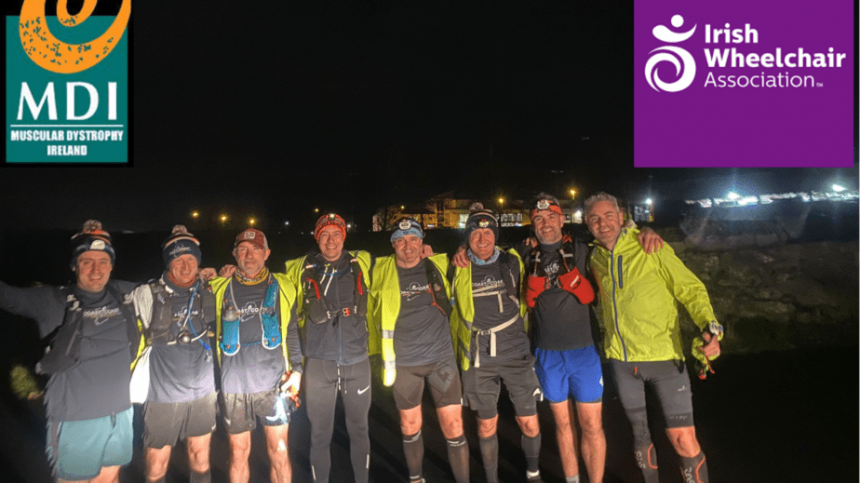 Eight Friends from Galway and Dublin are bidding to run 200Km coast to coast for the Irish Wheelchair Association and Muscular Dystrophy Ireland