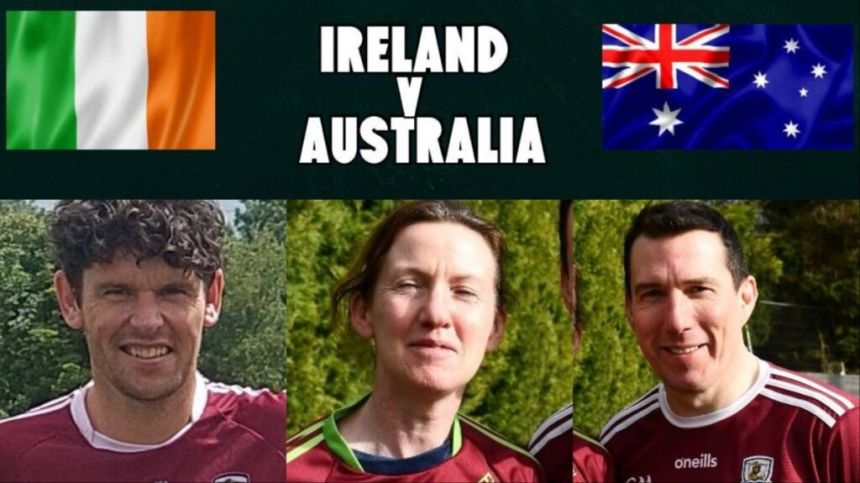 Three Galway Footballers Representing Ireland Against Australia in Masters International Rules