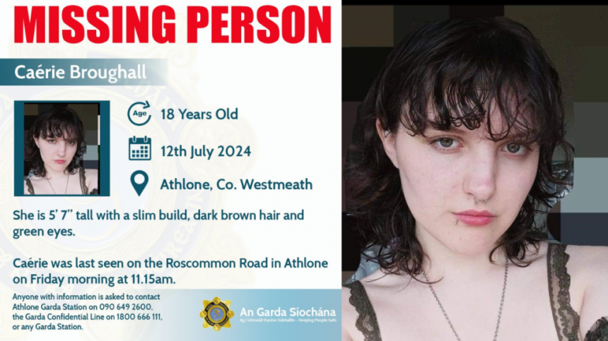 Gardai seek public's assistance in search for missing 18 year old