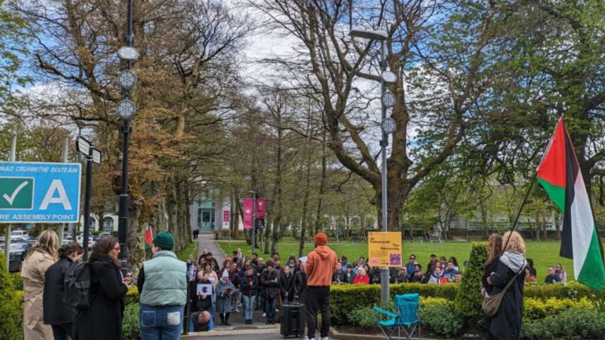 100 students and staff gather at University of Galway for Day of Action for Palestine