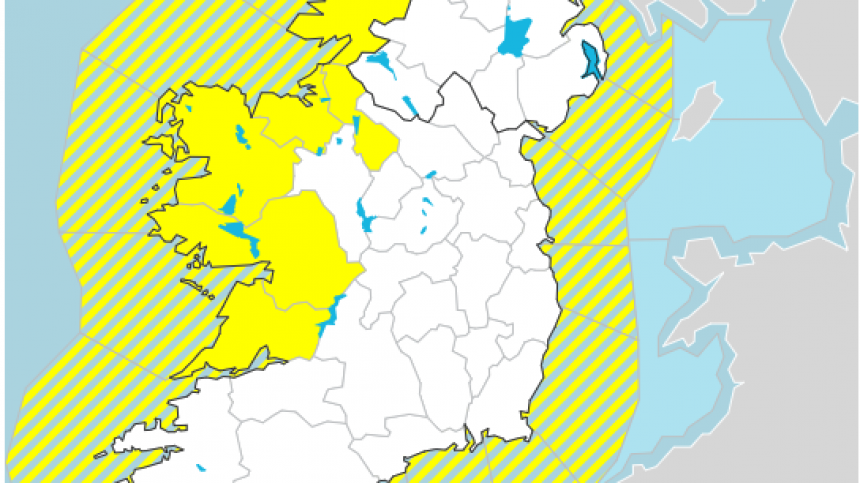 Status yellow warning for rain for Galway for tomorrow afternoon