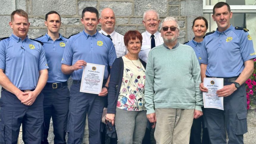 Commendations for two Gardaí involved in rescue from water in Kinvara