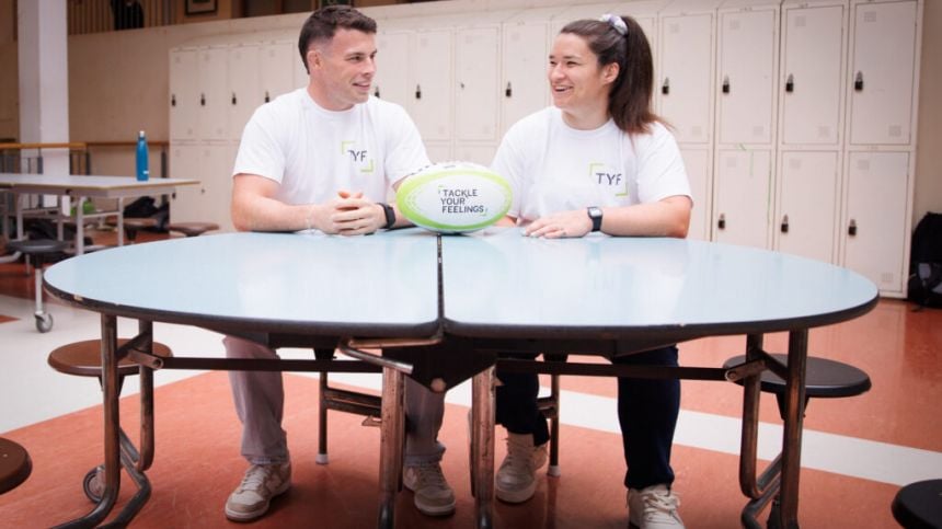 Irish Rugby Internationals Calvin Nash and Christy Haney team to to launch new season of Tackle Your Feelings Schools Programme