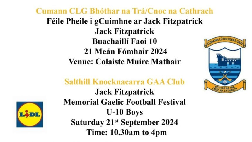 300 U10 Players From Eleven Clubs Coming To Salthill For Jack Fitzpatrick Memorial Gaelic Football Festival This Saturday