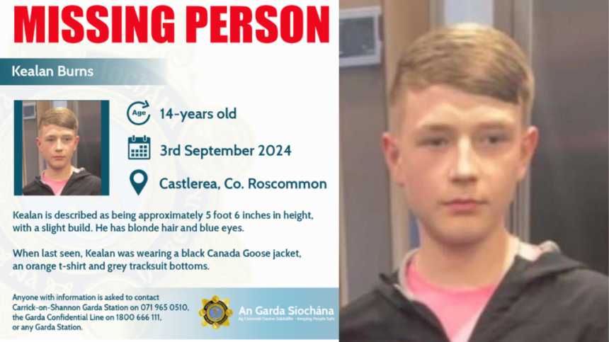 Gardai renews appeal in search for missing Castlerea teenager