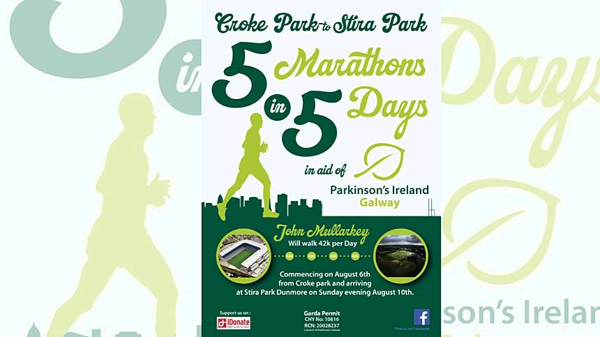 Galway Man To Walk Five Marathons In Five Days For Parkinsons Association