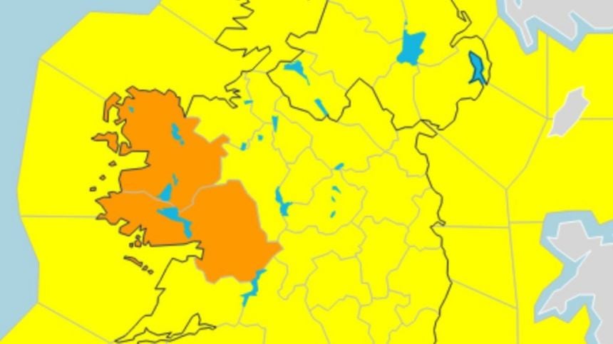 Galway City Council issue update on Status Orange Wind Warning as Met Eireann extend warning to four counties