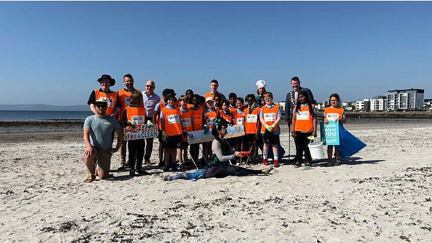 Claddagh National School pupils participate in Big Shell Survey at Grattan Beach