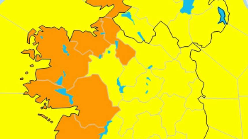 Further orange and yellow weather warnings issued for Galway over the weekend ahead of Storm Darragh