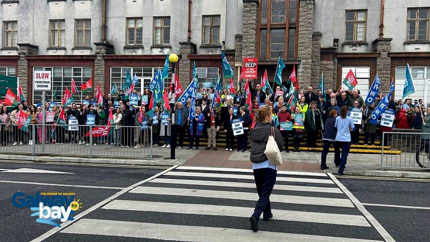 Approximately 100 healthcare workers protest outside UHG