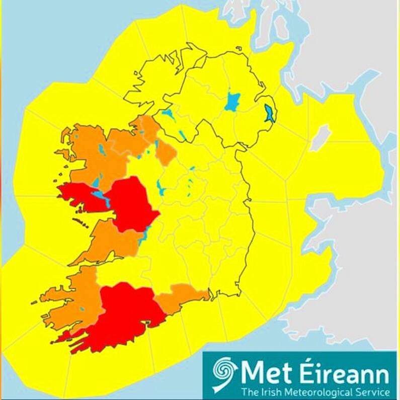 Status Red rain warning for Galway from midnight tonight