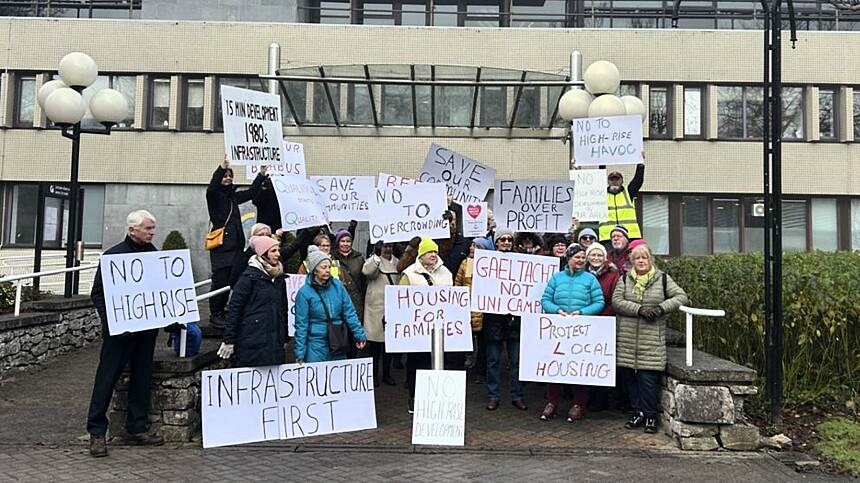 Locals hold their second public protest of the week over plans for a student accommodation block in Terryland