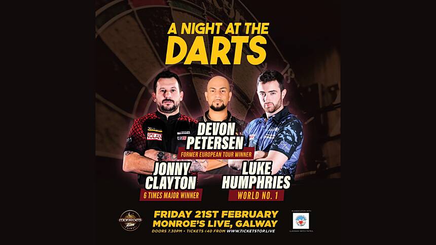 Darts Fans In For A Treat On February 21st With World Class Exhibition In Monroes